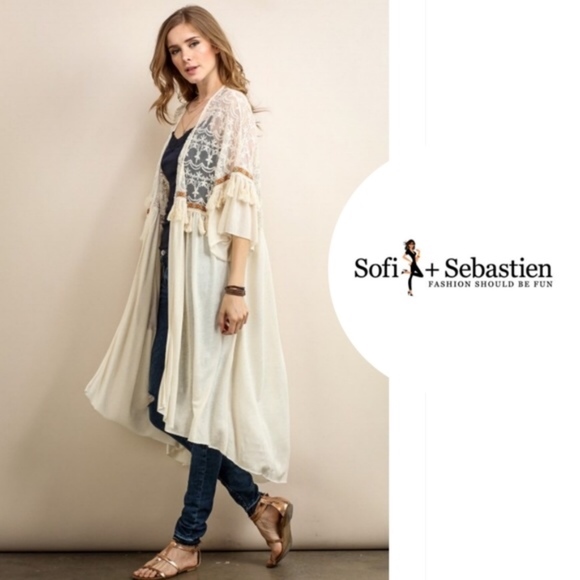 Sweaters - GORGEOUS Lace Kimono Wrap Duster Cardi New Boho